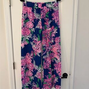 NWT Lilly Pulitzer Navy and Pink Floral Pants Bal Harbour
